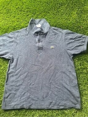 Lacoste Men's Heather Navy Polo with Embroidered Crocodile
